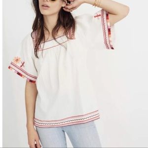 EUC Madewell embroidered sand blossom top